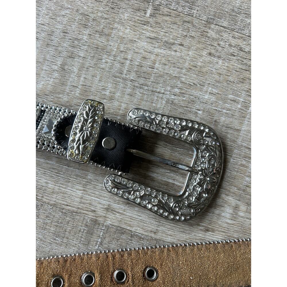 Western Rhinestone Concho Belt Womens Silver Crystal Studded Cowgirl 34-38 - Picture 15 of 16